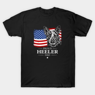 Proud Blue Heeler Dad American Flag T-Shirt